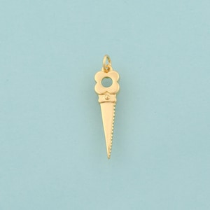 Gold Saw Charms,Saw Jewelry,Saw Pendant for DIY Jewelry Making,18K Gold