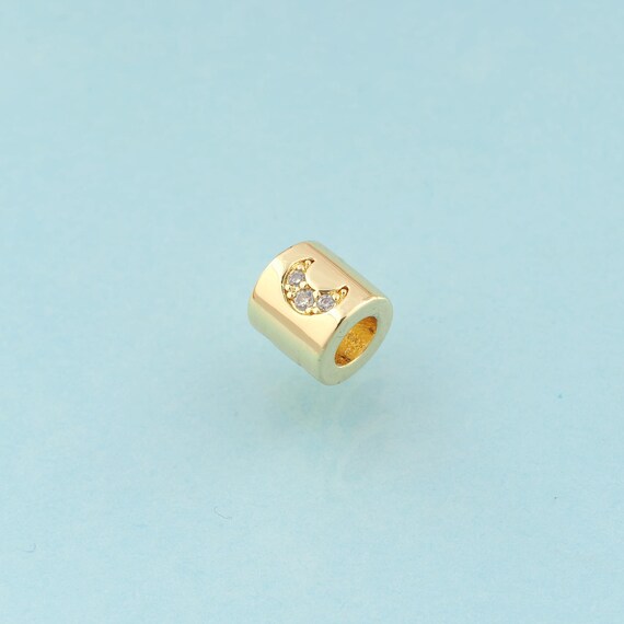 CZ Moon Tube Spacer Beads,Tube Beads,Moon Beads for DIY Jewelry Making,18K Gold
