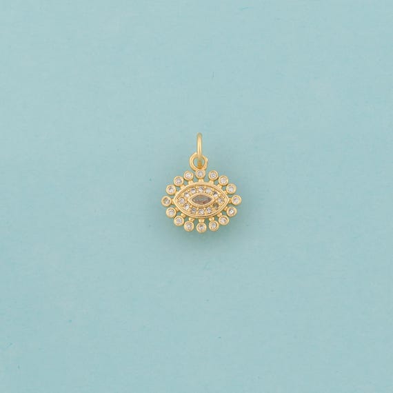 Gold CZ Evil Eye Charms,Devil Eye Jewelry,Eye Pendant for DIY Jewelry Making,18K Gold