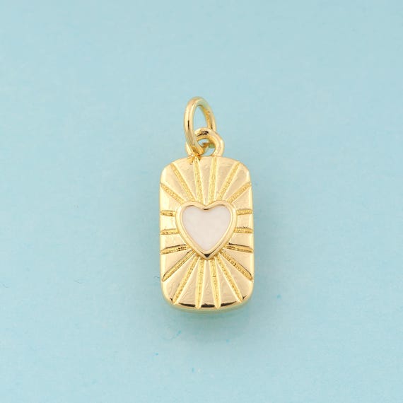 Gold Enamel Heart Charms,Square Jewelry,Square Pendant for DIY Jewelry Making,18K Gold