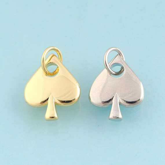 Gold Heart Charms,Minimalist Jewelry,Heart Pendant for DIY Jewelry Making,18K Gold & Rhodium