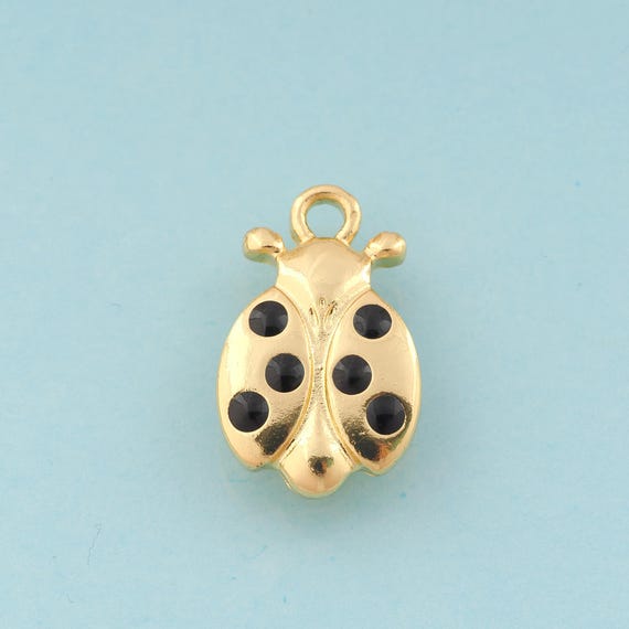 Gold Ladybug Charms,Insect Jewelry,Ladybug Pendant for DIY Jewelry Making,18K Gold