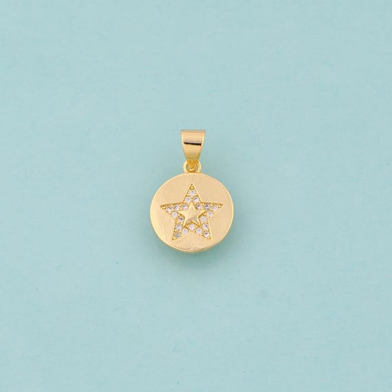 Gold CZ Star Charms,Star Jewelry,Star Pendant for DIY Jewelry Making,18K Gold