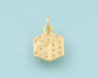 5 Pcs Gold Dice Charms,Square Jewelry,Dice Pendant for DIY Jewelry Making,18K Gold