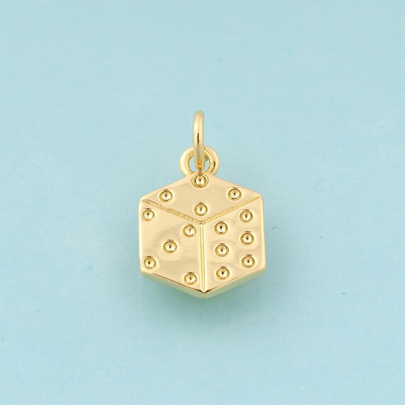 5 Pcs Gold Dice Charms,Square Jewelry,Dice Pendant for DIY Jewelry Making,18K Gold