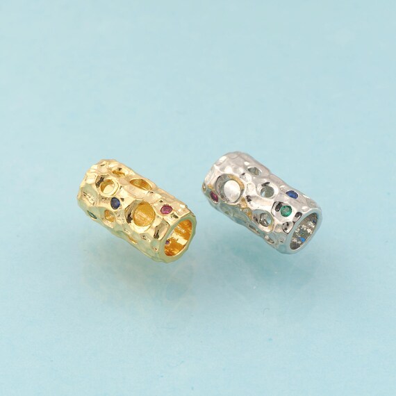 CZ Round Tube Spacer Beads,Round Beads,Tube Beads for DIY Jewelry Making,18K Gold & Rhodium