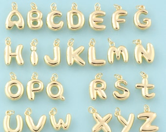 Gold 26 Letter Charms,Initial Jewelry,Letter Pendant for DIY Jewelry Making,18K Gold