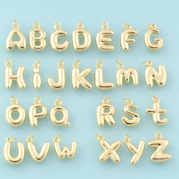 Gold 26 Letter Charms,Initial Jewelry,Letter Pendant for DIY Jewelry Making,18K Gold