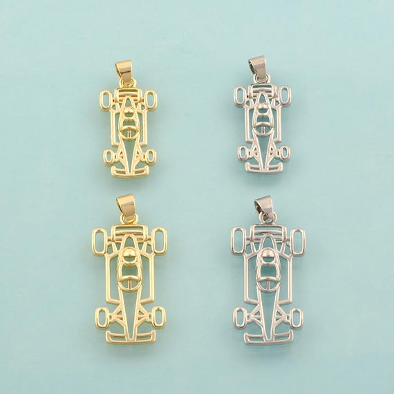 Gold F1 Racing Charms,Racing Jewelry,F1 Racing Pendant for DIY Jewelry Making,18K Gold