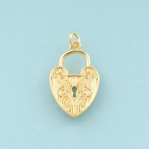 Gold Lock Charms,Heart Jewelry,Heart Pendant for DIY Jewelry Making,18K Gold