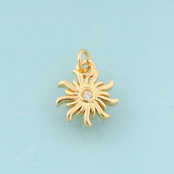 5 Pcs Gold CZ Sun Charms,Sun Jewelry,Sun Pendant for DIY Jewelry Making,18K Gold