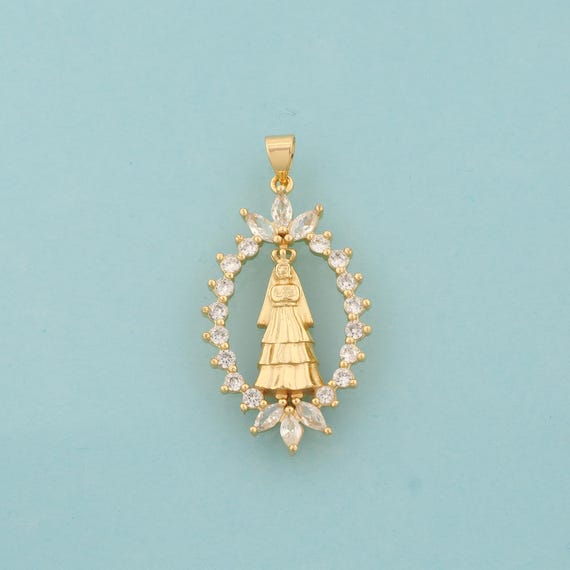 Gold CZ Princess Charms,Character Jewelry,Princess Pendant for DIY Jewelry Making,18K Gold