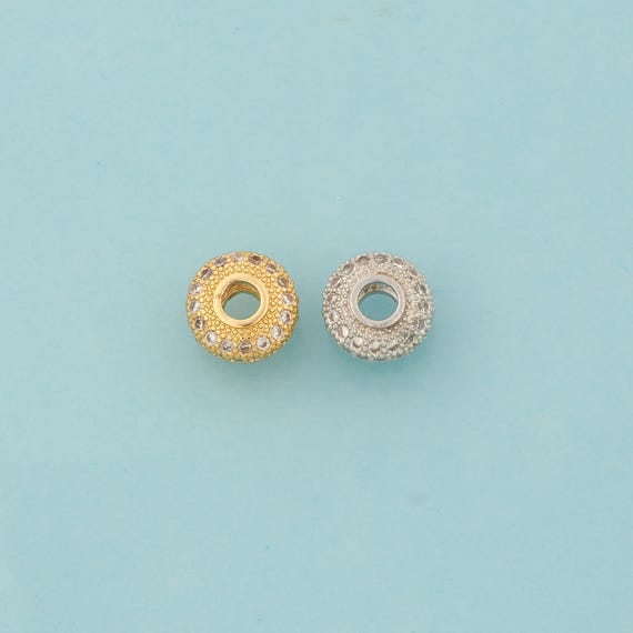 Round Spacer Beads,Tube Beads,Flat Beads for DIY Jewelry Making,18K Gold & Rhodium
