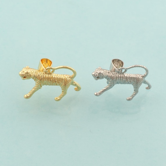 Gold Tiger Charms,Animal Jewelry,Tiger Pendant for DIY Jewelry Making,18K Gold