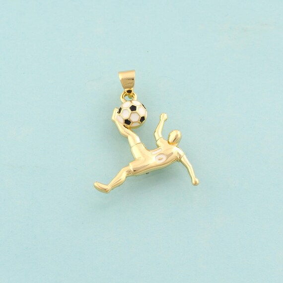Gold Enamel Football Charms,Athlete Jewelry,Sports Pendant for DIY Jewelry Making,18K Gold