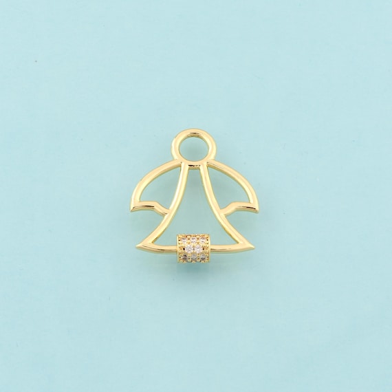 Gold CZ Screw Clasp,Carabiner Jewelry Clasp,Angel Clasp for DIY Jewelry Making,18K Gold