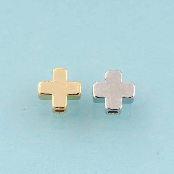 5 pcs Flat Spacer Beads,Cross Beads,Cross Flat Spacer Beads for DIY Jewelry Making,18K Gold & Rhodium