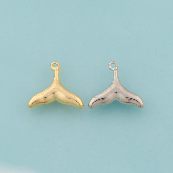 Gold Fishtail Charms,Fishtail Jewelry,Fishtail Pendant for DIY Jewelry Making,18K Gold & Rhodium
