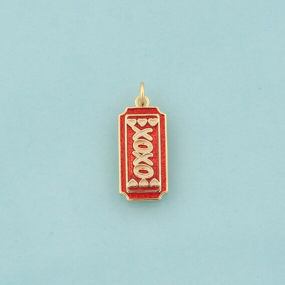 Gold XOXO Charms,Heart Jewelry,Enamel Square Letter Pendant for DIY Jewelry Making,18K Gold