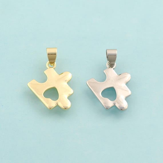 Gold Jigsaw Charms,Jigsaw Jewelry,Jigsaw Pendant for DIY Jewelry Making,18K Gold