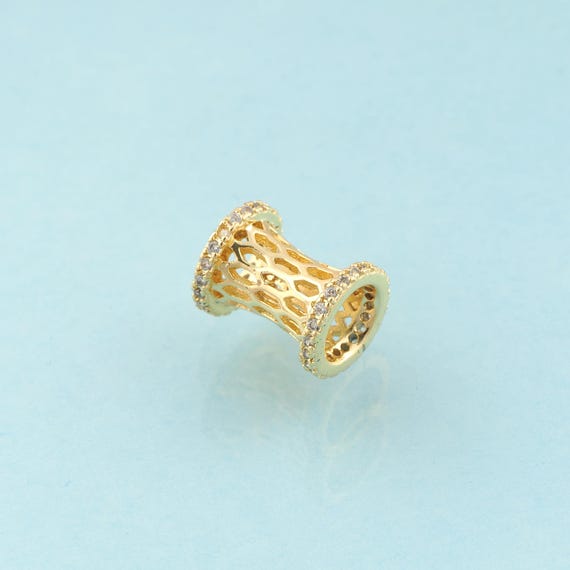 CZ Round Tube Spacer Beads,Tube Beads,Round Beads for DIY Jewelry Making,18K Gold