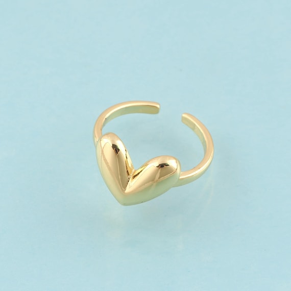 Gold Open Rings,Heart Jewelry Rings,Thick Rings Perfect Gift,18K Gold