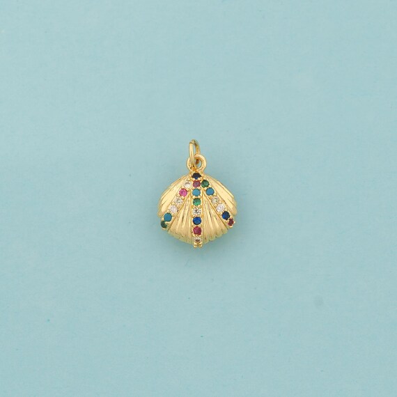 Gold CZ Shell Charms,Oyster Jewelry,Shell Pendant for DIY Jewelry Making,18K Gold