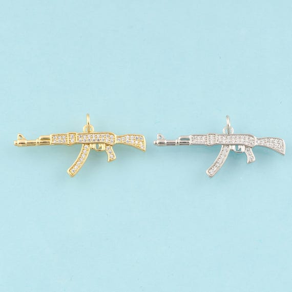 Gold CZ Weapon Charms,Weapon Jewelry,Weapon Pendant for DIY Jewelry Making,18K Gold & Rhodium