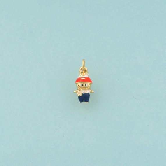 Gold Character Charms,Character Jewelry,Enamel Character Pendant for DIY Jewelry Making,18K Gold