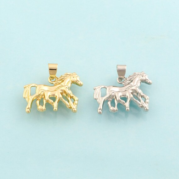 Gold Horse Charms,Animal Jewelry,Horse Pendant for DIY Jewelry Making,18K Gold