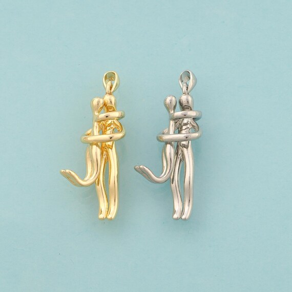 Gold Embrace Charms,Embrace Jewelry,Embrace Pendant for DIY Jewelry Making,18K Gold & Rhodium