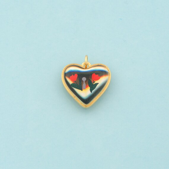 Gold Heart Charms,Flower Jewelry,Enamel Love Pendant for DIY Jewelry Making,18K Gold