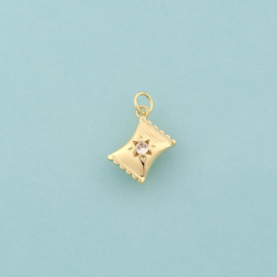 Gold CZ Candy Charms,Sweet Jewelry,Candy Pendant for DIY Jewelry Making,18K Gold