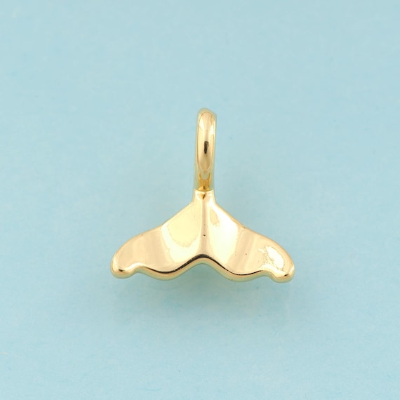 Gold Fishtail Charms,Minimalist Jewelry,Fishtail Pendant for DIY Jewelry Making,18K Gold