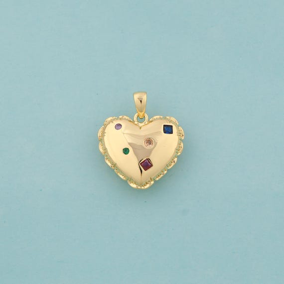 Gold CZ Heart Charms,Heart Jewelry,Heart Pendant for DIY Jewelry Making,18K Gold