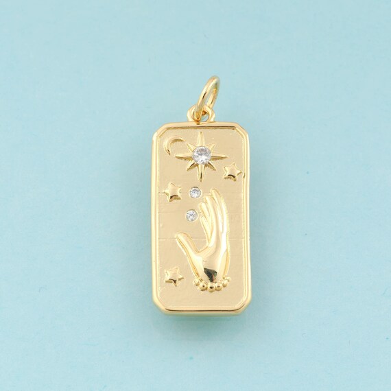 Gold CZ Moon Charms,Sun Jewelry,Gesture Pendant for DIY Jewelry Making,18K Gold
