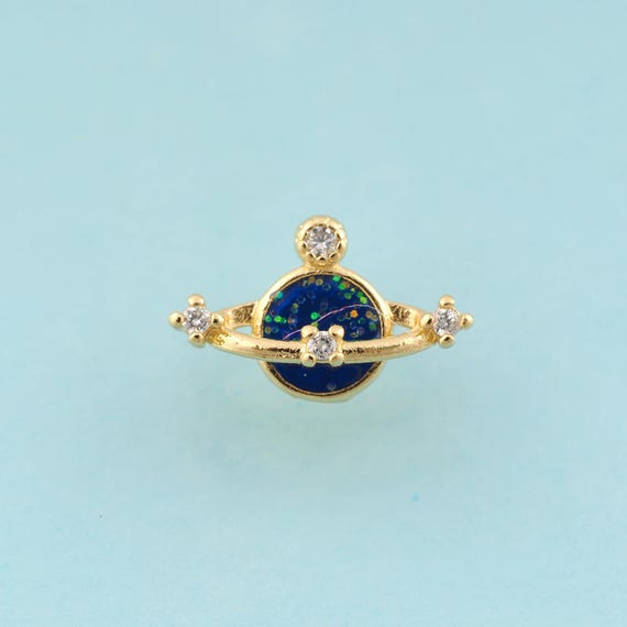 Gold CZ Saturn Charms,Saturn Jewelry,Saturn Pendant for DIY Jewelry Making,18K Gold