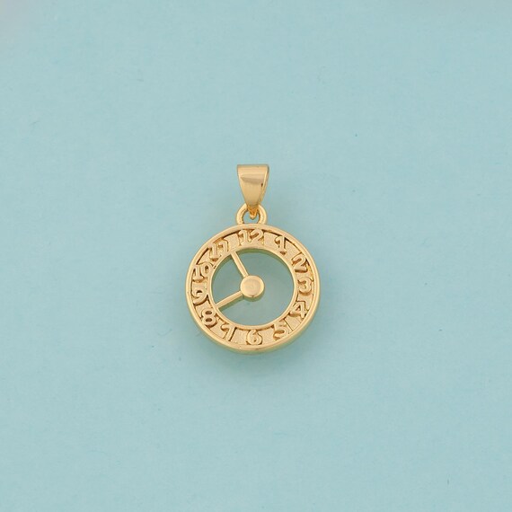 Gold Clock Charms,Time Jewelry,Clock Pendant for DIY Jewelry Making,18K Gold