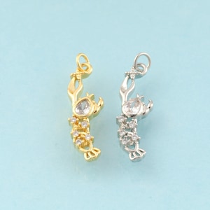 Gold CZ Lobster Charms,Marine Life Jewelry,Lobster Pendant for DIY Jewelry Making,18K Gold & Rhodium