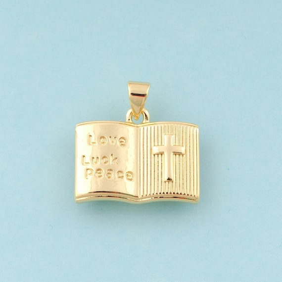 Gold Cross Charms,Bible Jewelry,Christian Pendant for DIY Jewelry Making,18K Gold
