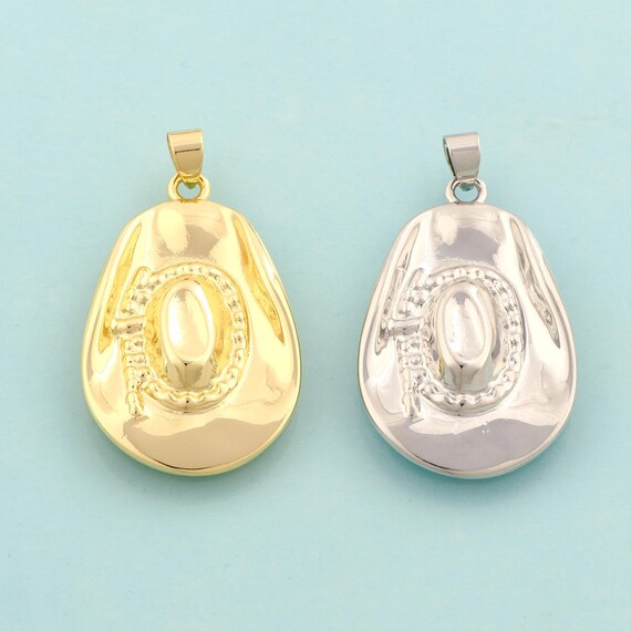 Gold Cowboy Hat Charms,Cowboy Hat Jewelry,Cowboy Hat Pendant for DIY Jewelry Making,18K Gold