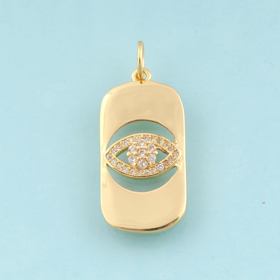 Gold CZ Evil Eye Charms,Devil Eye Jewelry,Eye Pendant for DIY Jewelry Making,18K Gold