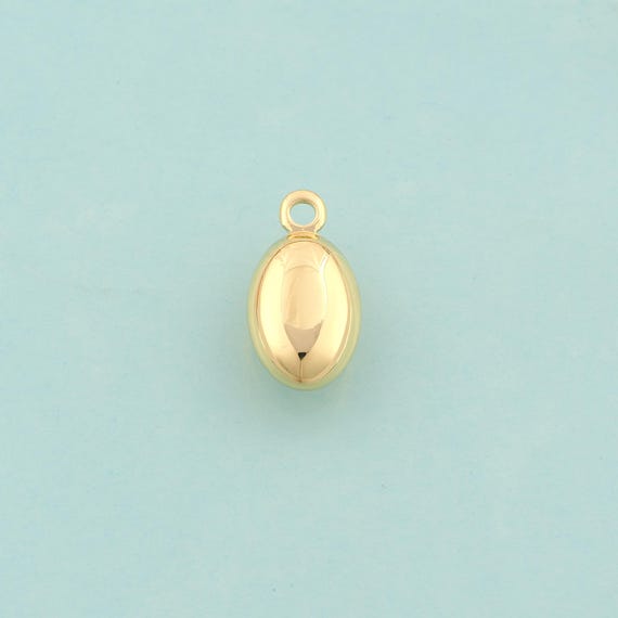 Gold Puffed Oval Charms,Oval Jewelry,Oval Pendant for DIY Jewelry Making,18K Gold