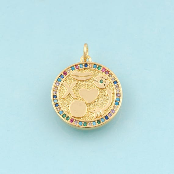 Gold CZ Heart Charms,Arrow Jewelry,Flower Pendant for DIY Jewelry Making,18K Gold