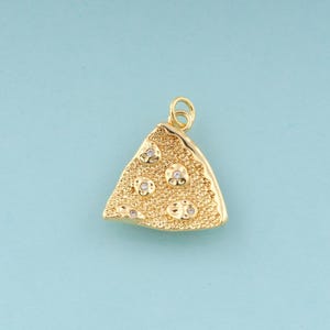 Gold CZ Pizza Charms,Pizza Jewelry,Pizza Pendant for DIY Jewelry Making,18K Gold