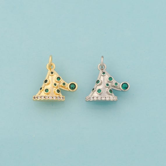 Gold CZ Christmas Hat Charms,Christmas Hat Jewelry,Christmas Hat Pendant for DIY Jewelry Making,18K Gold