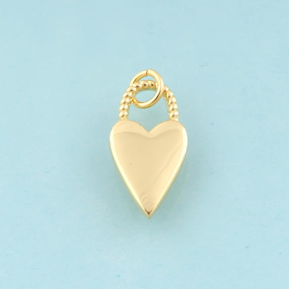 Gold Heart Charms,Lock Jewelry,Lock Pendant for DIY Jewelry Making,18K Gold