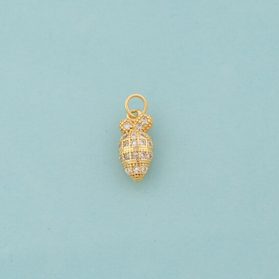 Gold CZ Carrot Charms,Fruit Jewelry,Carrot Pendant for DIY Jewelry Making,18K Gold