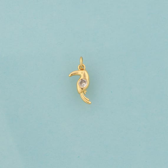 5 pcs Gold CZ Bird Charms,Animal Jewelry,Bird Pendant for DIY Jewelry Making,18K Gold