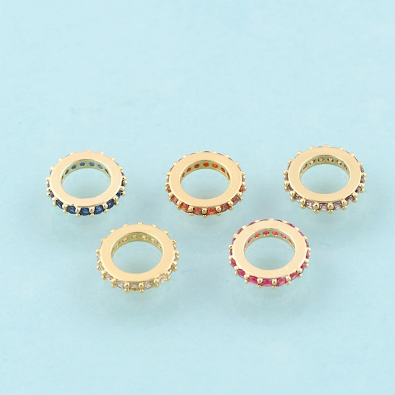 CZ Spacer Beads,Perforated Beads,Large Hole Beads for DIY Jewelry Making,18K Gold